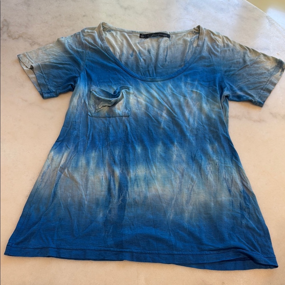 NWOT PATTERSON KINCAID Blue Tie-Dye Women's Top COTTON BLEND . M